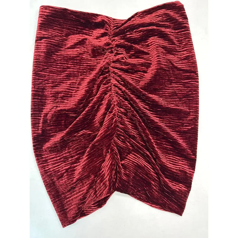 Naked Wardrobe Womens Plush Velvet Ruched Mini Skirt in Size M NWOT